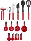 KitchenAid Küchenhelfer-Set 15 tlg rot mit Messlöffeln und Spateln