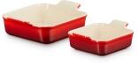 Le Creuset Auflaufform Tradition 2er-Set, quadratisch in kirschrot