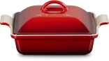 Le Creuset Auflaufform Tradition mit Deckel, quadratisch in kirschrot