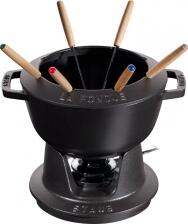 Staub Fondueset aus Gusseisen in schwarz (B-Ware- guter Zustand)