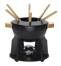 Le Creuset Fondue Set aus Gusseisen in schwarz