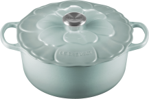 Le Creuset Bräter Signature Blume sea salt Gusseisen mit Deckel