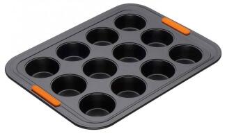 Le Creuset Muffinform 12er Backform antihaft schwarz mit Griffen