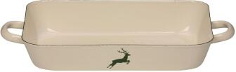 Riess Auflaufform mit Griffen aus Emaille mit Hirsch in grün