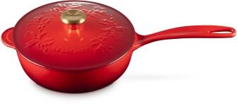 Le Creuset Stielkasserolle Holly Tradition in kirschrot