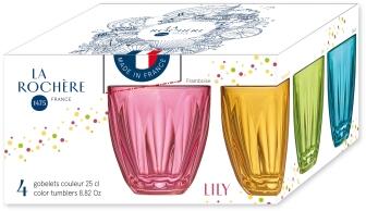 La Rochère Becher LILY aus Glas, 4er Set farbig