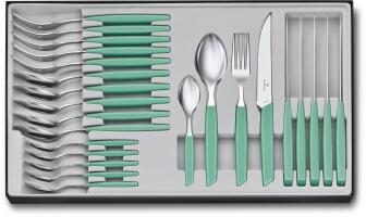 Victorinox Swiss Modern Besteck-Set mit Steakmessern, 24-teilig, minzgrün