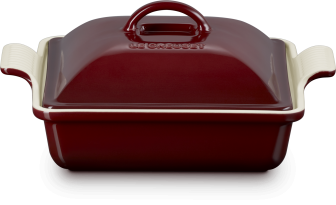 Le Creuset Auflaufform Tradition mit Deckel, quadratisch in garnet