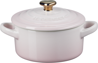 Le Creuset Mini Cocotte mit Herzknopf in shell pink