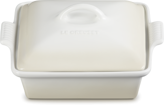 Le Creuset Auflaufform Tradition mit Deckel, quadratisch in meringue