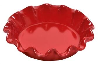 Emile Henry Pie Dish mit Wellenrand in granatapfel